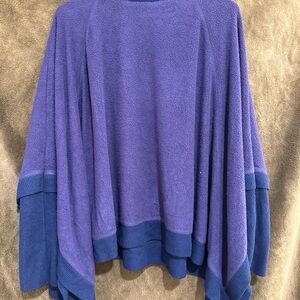 Free People Vibrant Blue Poncho Sweater
